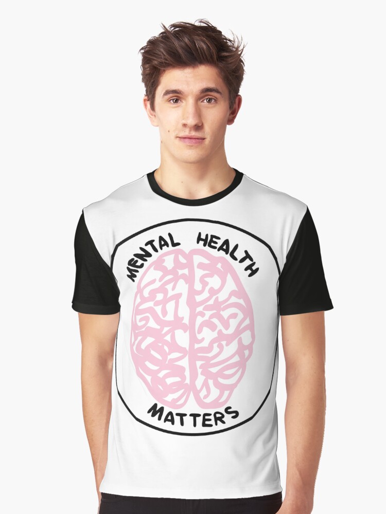 Aperçu 1 sur 5. T-shirt graphique avec l'œuvre Questions de santé mentale créée et vendue par acoollamb.
