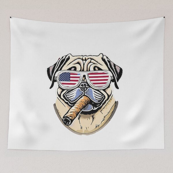 Item preview, pug wearing sunglasses and smoking cigar  designed and sold by DeluxBee.