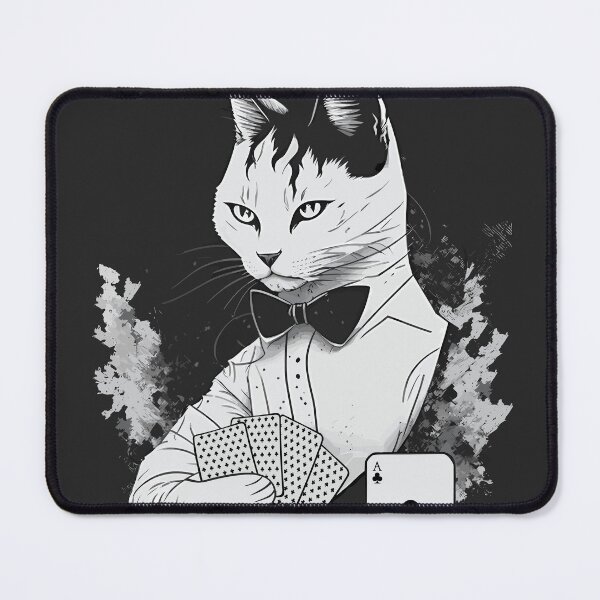 Item preview, Cat Black and White Ace of Clubs Cool designed and sold by Hic21.