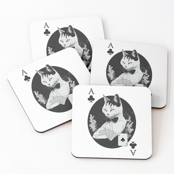Item preview, Cat Black and White Ace of Clubs Cool designed and sold by Hic21.