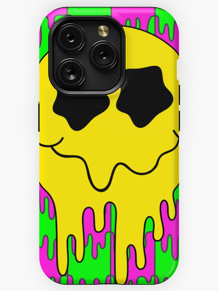 Neon Green Acid Smiley Phone Case Melting Smiley Face