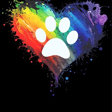 PinkShannonLee Paw Print Heart, Heart Paw Print Sweatshirt, Paw Love Shirt, Dog Lover, Rainbow Pride Heart