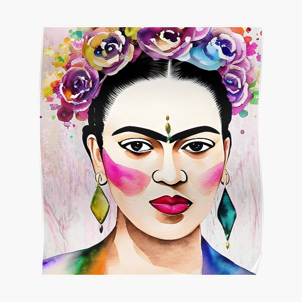 Frida Kahlo: flowery portrait I Poster