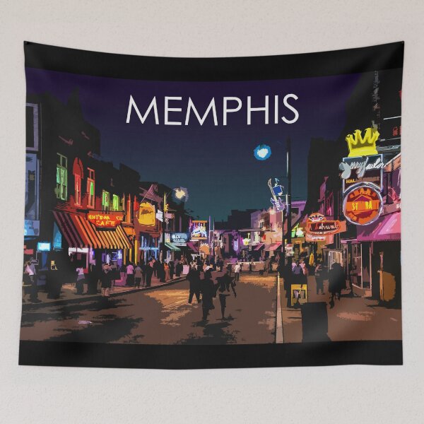 Item preview, Beale Street, Memphis, Tennessee, USA, Travel Print, Night designed and sold by summattodraw.