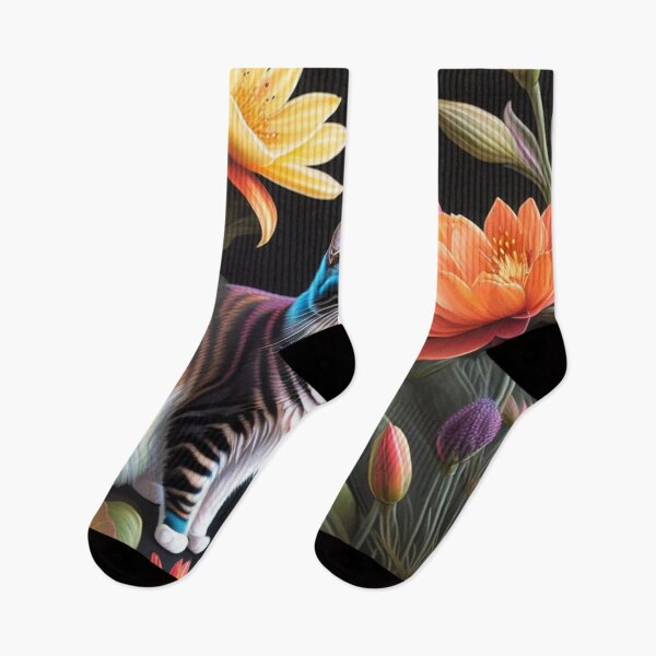 Artikelvorschau, colorful lilies and Cats on black background entworfen und verkauft von Bernsteinhaus.
