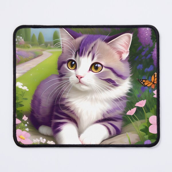 Item preview, Magenta Moggy: A Cute Kitten in a Dream-Like Garden. designed and sold by 3artlaw.