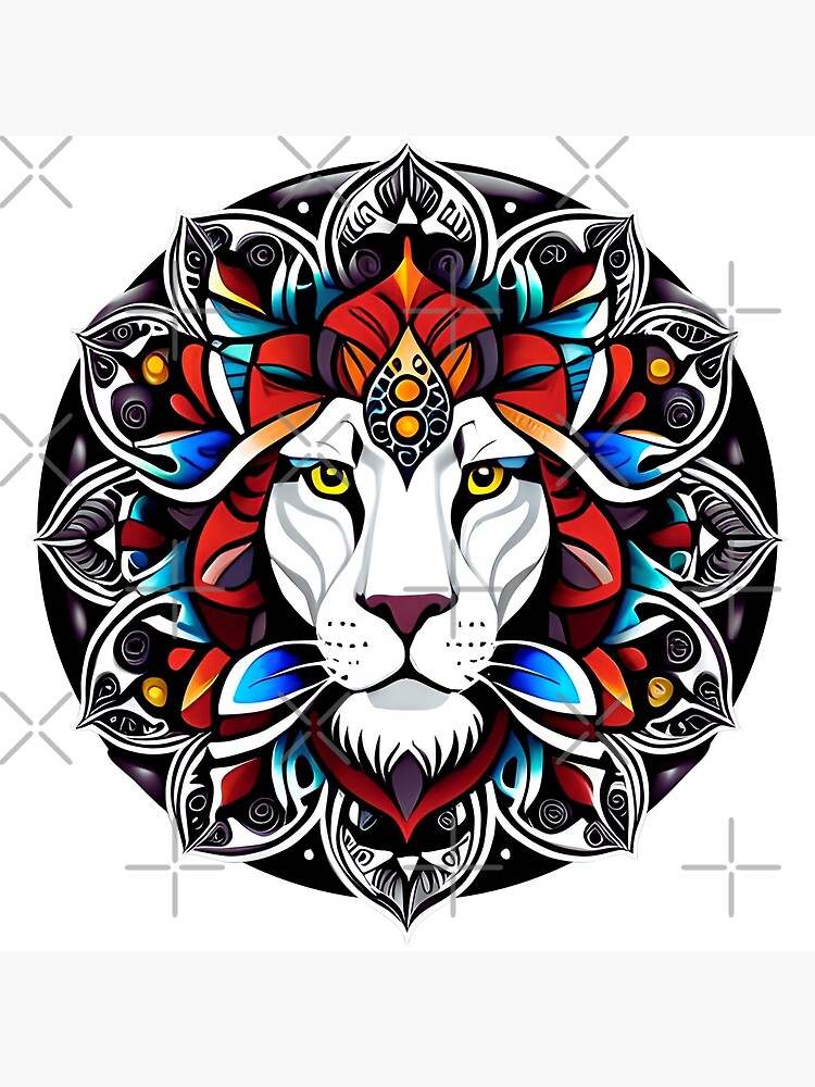 Colorful Lion Head Tattoo