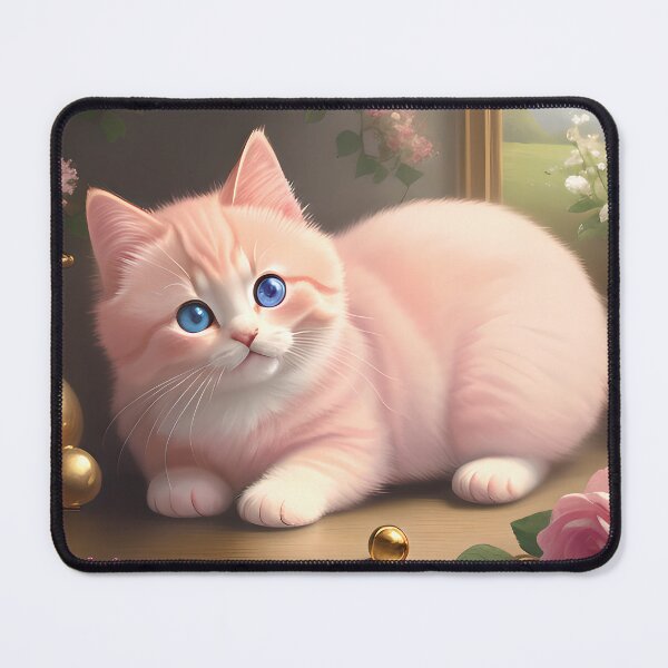 Item preview, Cotton Candy Clawdia: A Cute Kitten with a Small Golden Marble Ball designed and sold by 3artlaw.