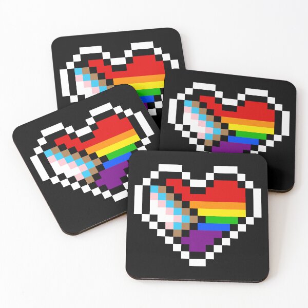 Item preview, Heart flag from LGBTQ+ community pixel art black background designed and sold by Axel-Speed.