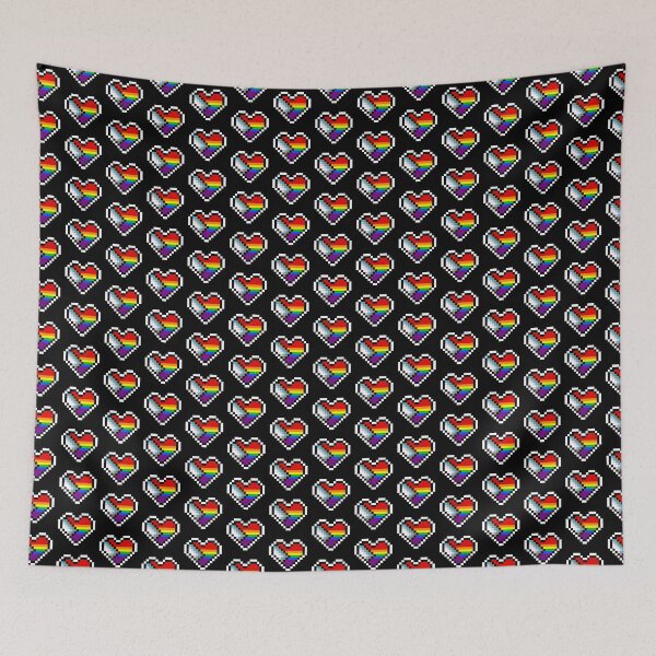 Item preview, Heart flag from LGBTQ+ community pixel art black background designed and sold by Axel-Speed.