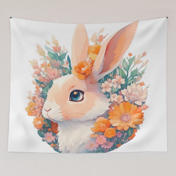 Item preview, Orange Flower Bunny designed and sold by bunnyboxdesigns.