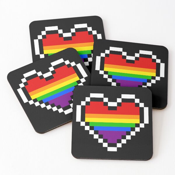 Item preview, Heart flag from LGBTQ community pixel art black background designed and sold by Axel-Speed.