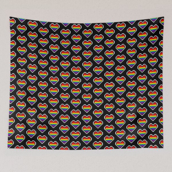 Item preview, Heart flag from LGBTQ community pixel art black background designed and sold by Axel-Speed.