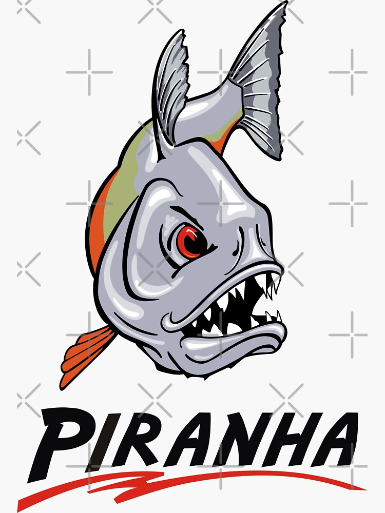 "Scary Piranha Cartoon Sticker" Sticker by SunNoonPark | Redbubble