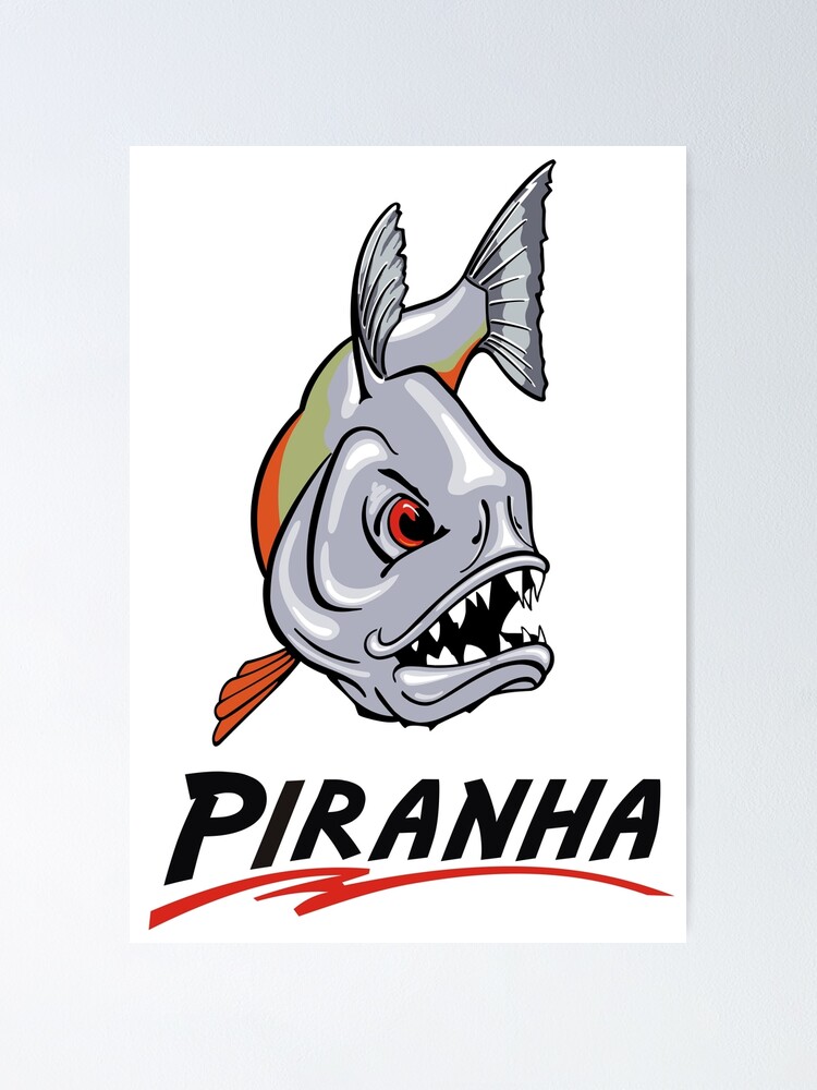 Scary Piranha Cartoon Sticker Poster By Sunnoonpark Redbubble