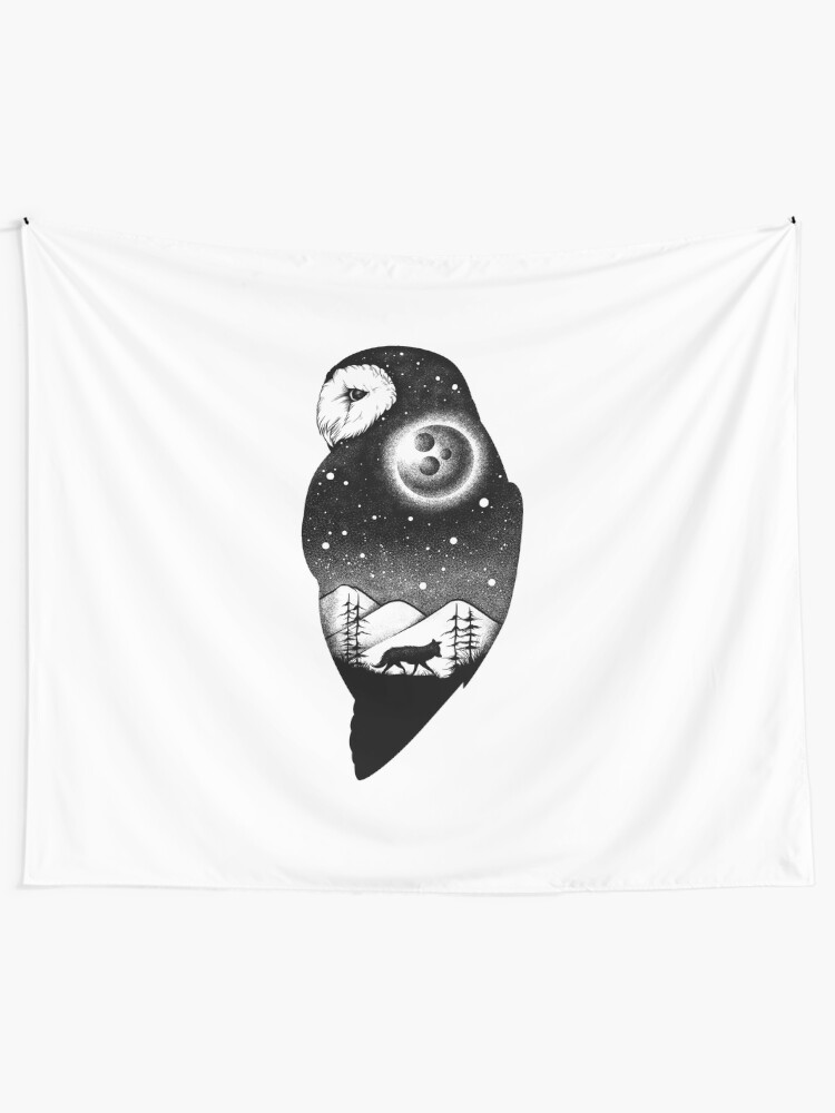 Alternate view of Wild Night - black ink Tapestry