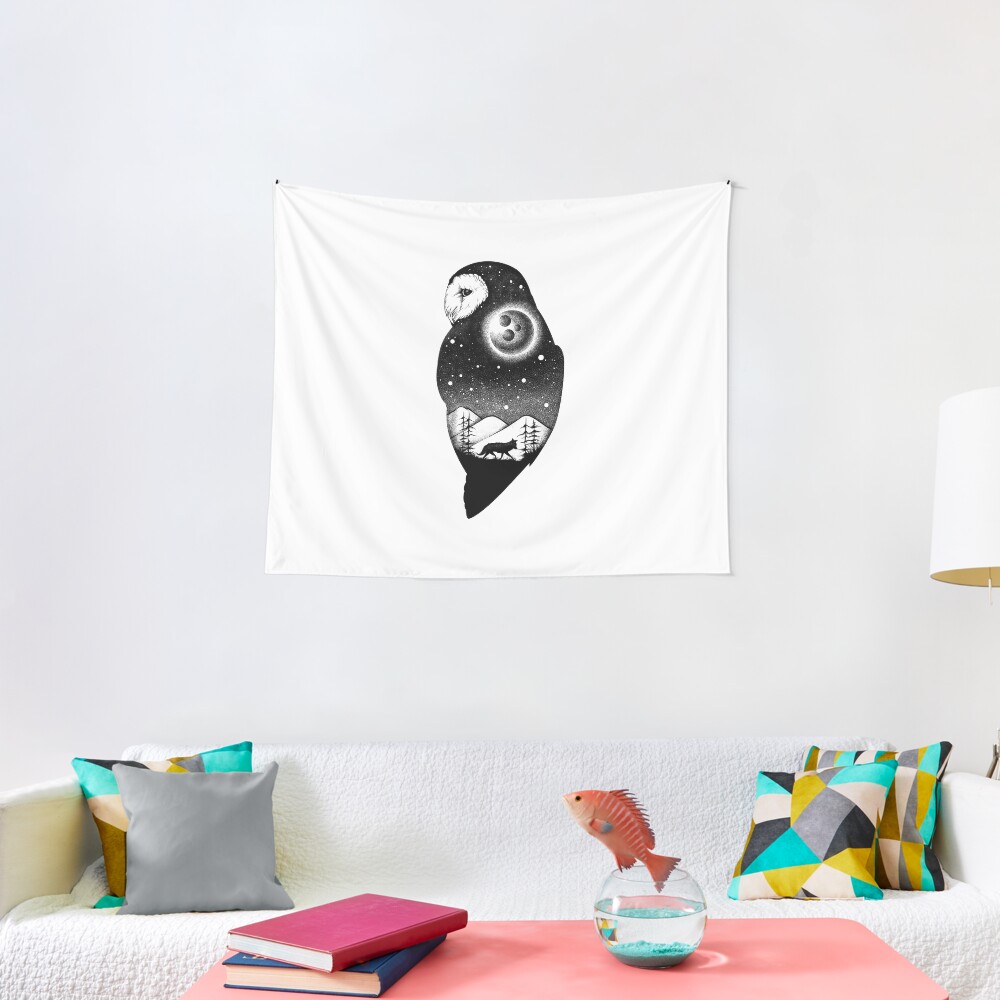 Wild Night - black ink Tapestry