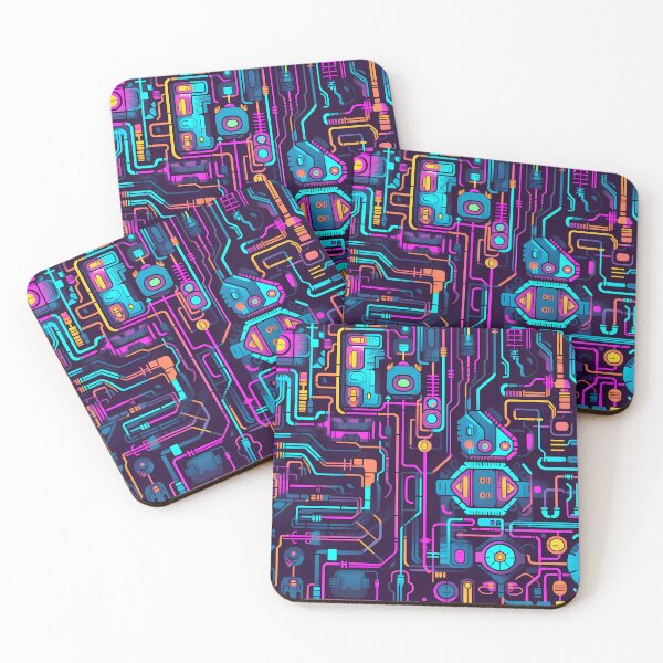 Item preview, Cyberpunk style techno retro neon circuit board design designed and sold by SweetWhiskers.
