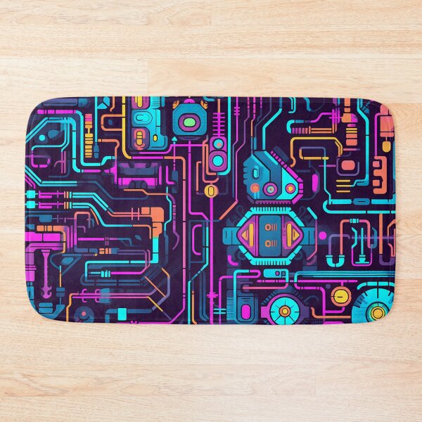 Item preview, Cyberpunk style techno retro neon circuit board design  designed and sold by SweetWhiskers.