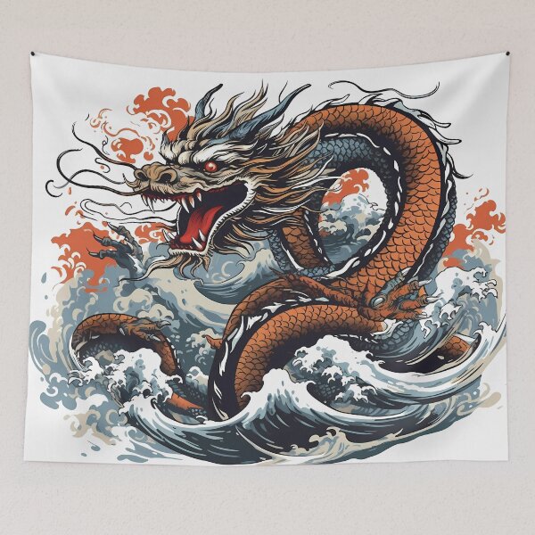 Item preview, Japanese Dragon Painting on White designed and sold by Christine Layne.