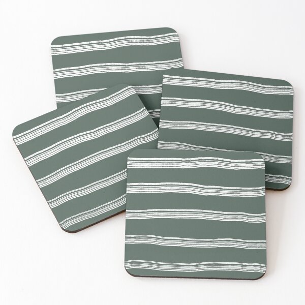 Item preview, "Semi Ploughed" 4 | Horizontal White and Dark Sage Green Pattern designed and sold by LiseHoltArt.