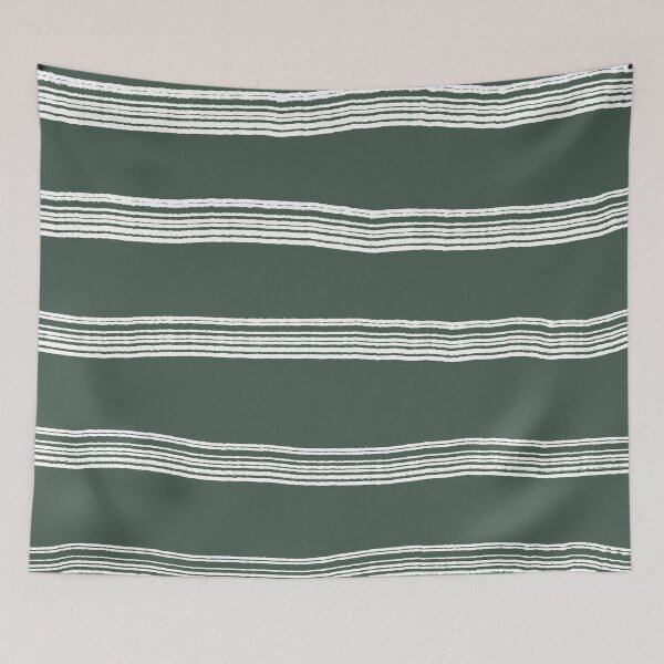 Item preview, "Semi Ploughed" 4 | Horizontal White and Dark Sage Green Pattern designed and sold by LiseHoltArt.