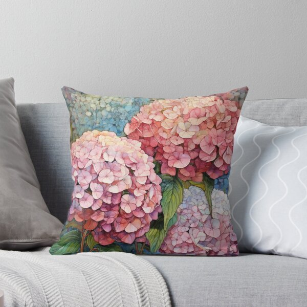 Artikelvorschau, Einfache rosa und blaue Volkskunst-Hortensien entworfen und verkauft von EpicFoxArt.
