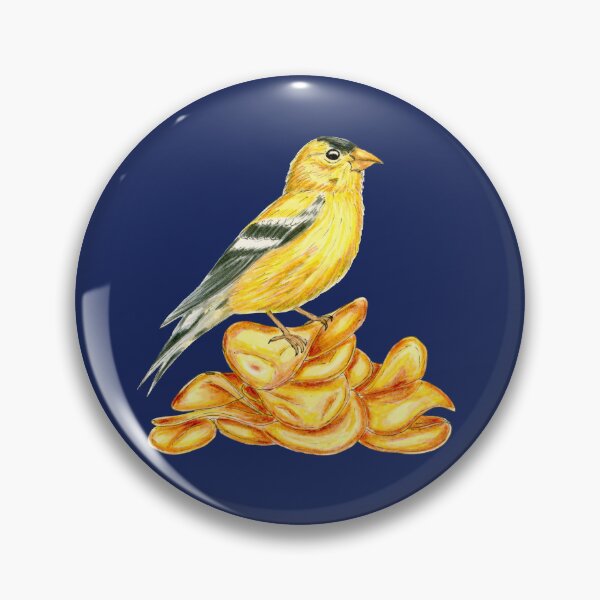 Item preview, Potato Chip Bird American Goldfinch Yellow navy background designed and sold by Sockstomistic.