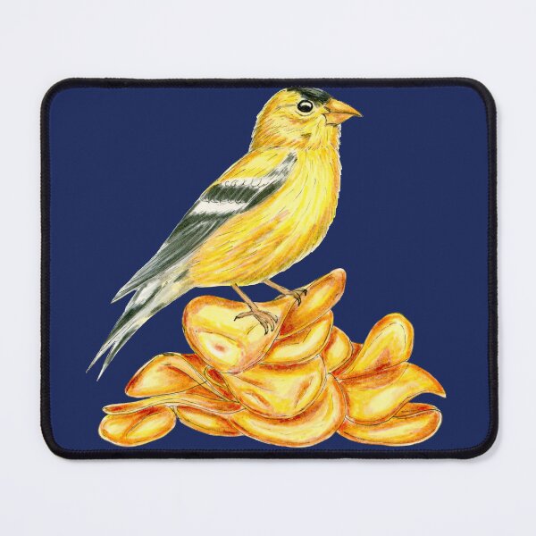 Item preview, Potato Chip Bird American Goldfinch Yellow navy background designed and sold by Sockstomistic.