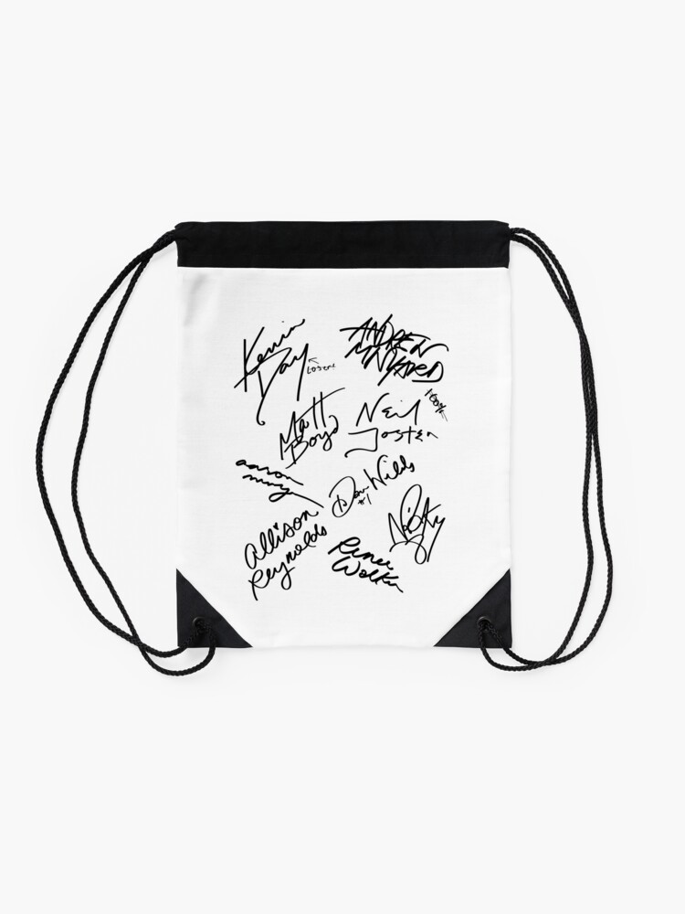 Alternate view of The Foxes Autographs (version 2) Drawstring Bag
