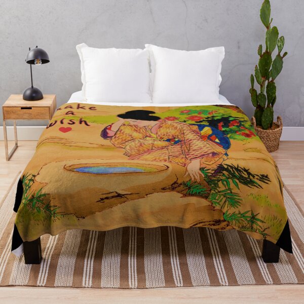 Item preview, Make A Wish, Japanese girl kneeling by a water basin designed and sold by KathteeDesign.