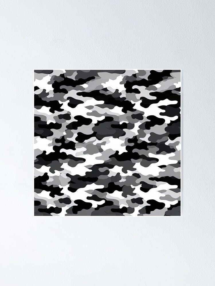  Seamless Camo Black Gray and White Camouflage Pattern Framed  Canvas Wall Art with Wooden Frame, Ready to Hang Wooden Frame Oil Painting,  Artwork Poster Print Decor 15.8 x 23.7 inch: Posters