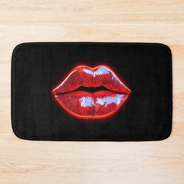 Item preview, Red Neon Sign Lips on black background designed and sold by EmmaFinchDesign.