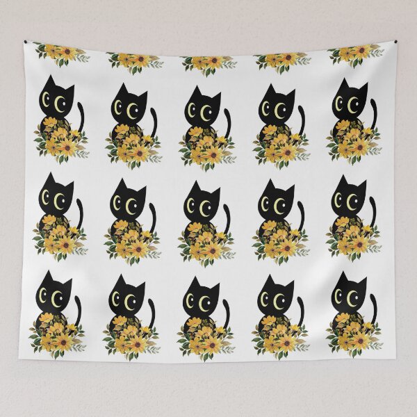 Item preview, Black cute cat with flowers for Halloween designed and sold by Narcisa22.