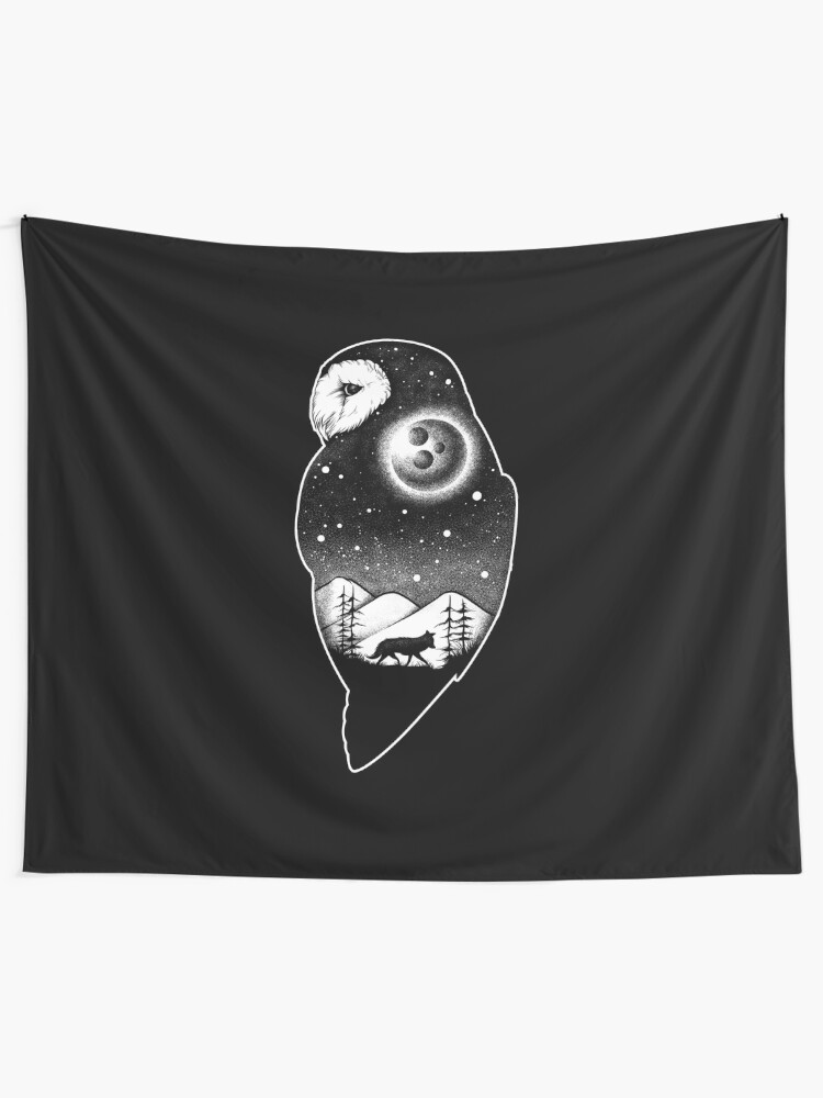 Alternate view of Wild Night - white ink Tapestry