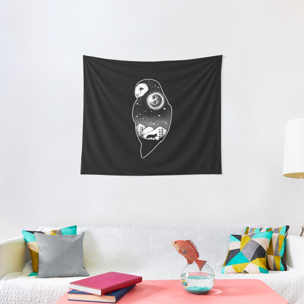 Wild Night - white ink Tapestry