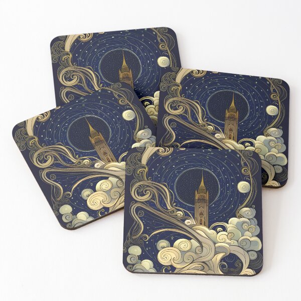 Item preview, Fantasy art Tower Clouds Art Nouveau designed and sold by druidwolfart.