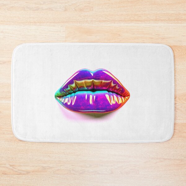 Item preview, Rainbow Neon Sign Lips on white background designed and sold by EmmaFinchDesign.