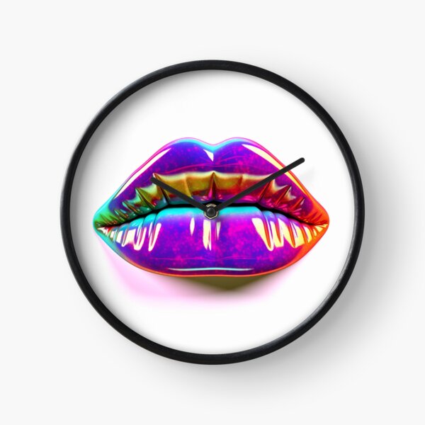 Item preview, Rainbow Neon Sign Lips on white background designed and sold by EmmaFinchDesign.