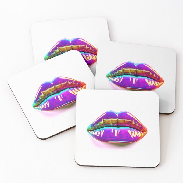 Item preview, Rainbow Neon Sign Lips on white background designed and sold by EmmaFinchDesign.