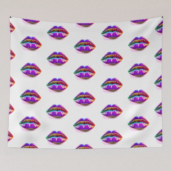 Item preview, Rainbow Neon Sign Lips on white background designed and sold by EmmaFinchDesign.