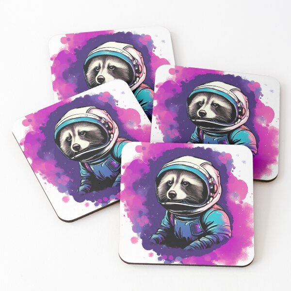 Item preview, Colorful Astronaut Raccoon in Space designed and sold by leanestoboes.