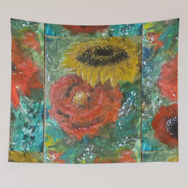 Aperçu de l'œuvre Fleurs sauvages en fleurs peintes semi-abstraites créée et vendue par Ediebxgood.