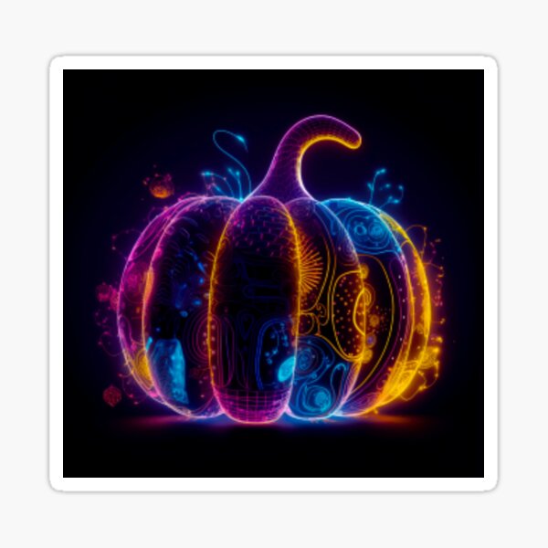 Neon Electric Circuit Pumpkin: Illuminating Halloween with Technological Delights Sticker