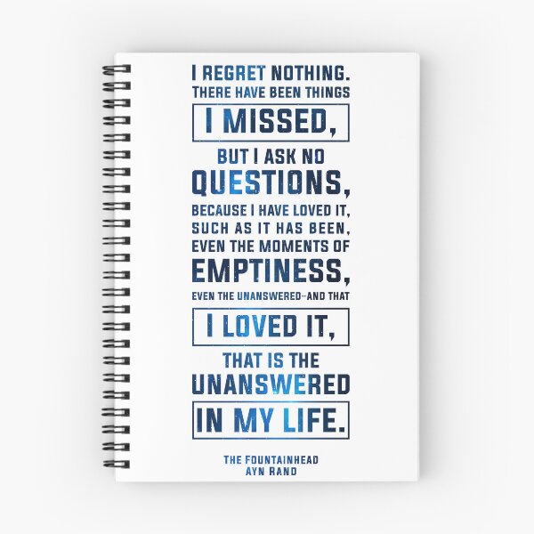 Item preview, I regret nothing - Ayn Rand, The Fountainhead - Typographic Quote Print 02 designed and sold by Studio Grafiikka.