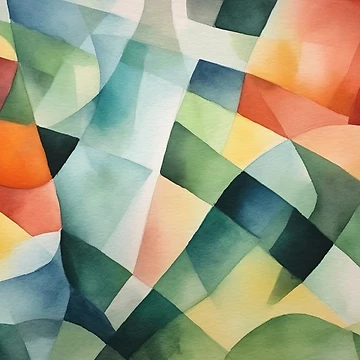 Imagen de la obra mango and citrin of pastel colors painted in cubist's watercolor style 3 de FlaskLab