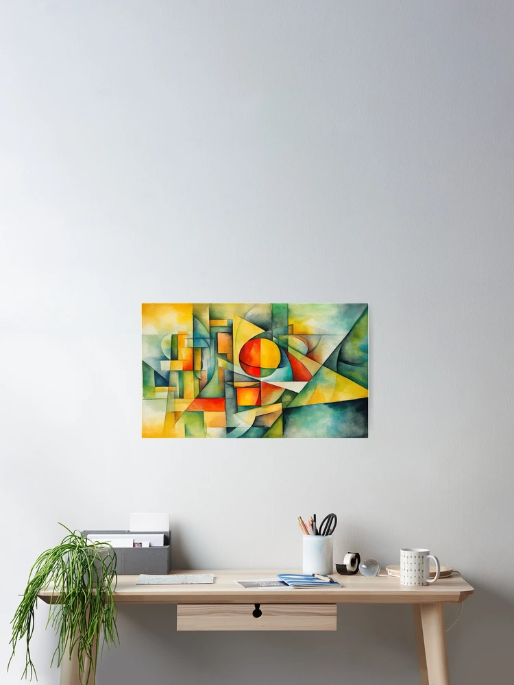 Imagen 2 de 3, Póster con la obra mango and citrin of pastel colors painted in cubist's watercolor style 4, diseñada y vendida por FlaskLab.