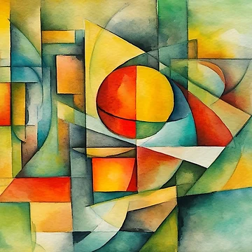 Imagen de la obra mango and citrin of pastel colors painted in cubist's watercolor style 4 de FlaskLab