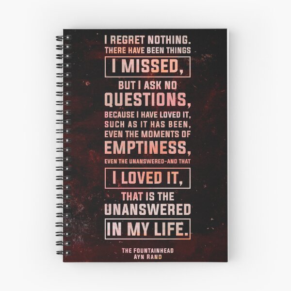 Item preview, I regret nothing - Ayn Rand, The Fountainhead - Typographic Quote Print 03 designed and sold by Studio Grafiikka.
