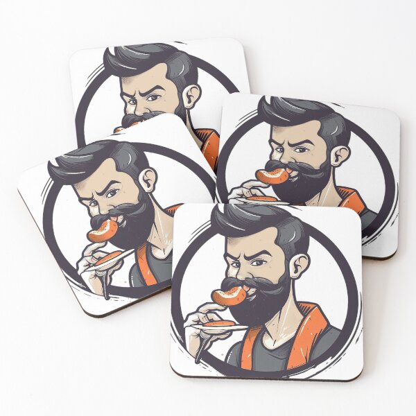 Item preview, Bearded Man eating a doughnut designed and sold by PCGDrawing.